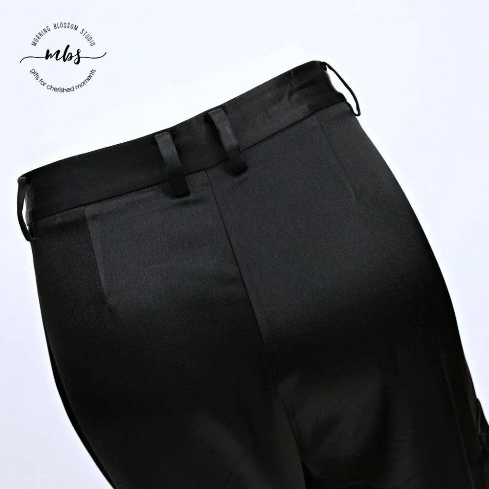 Babaton High-Waist Satin Cargo Pants Cinch Ankles Black Women 4_4